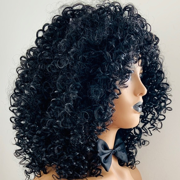 Gorgeous Curly Black “Put On & Go” Premium Fiber Wig for Daily Wear or Events - Picture 3 of 6